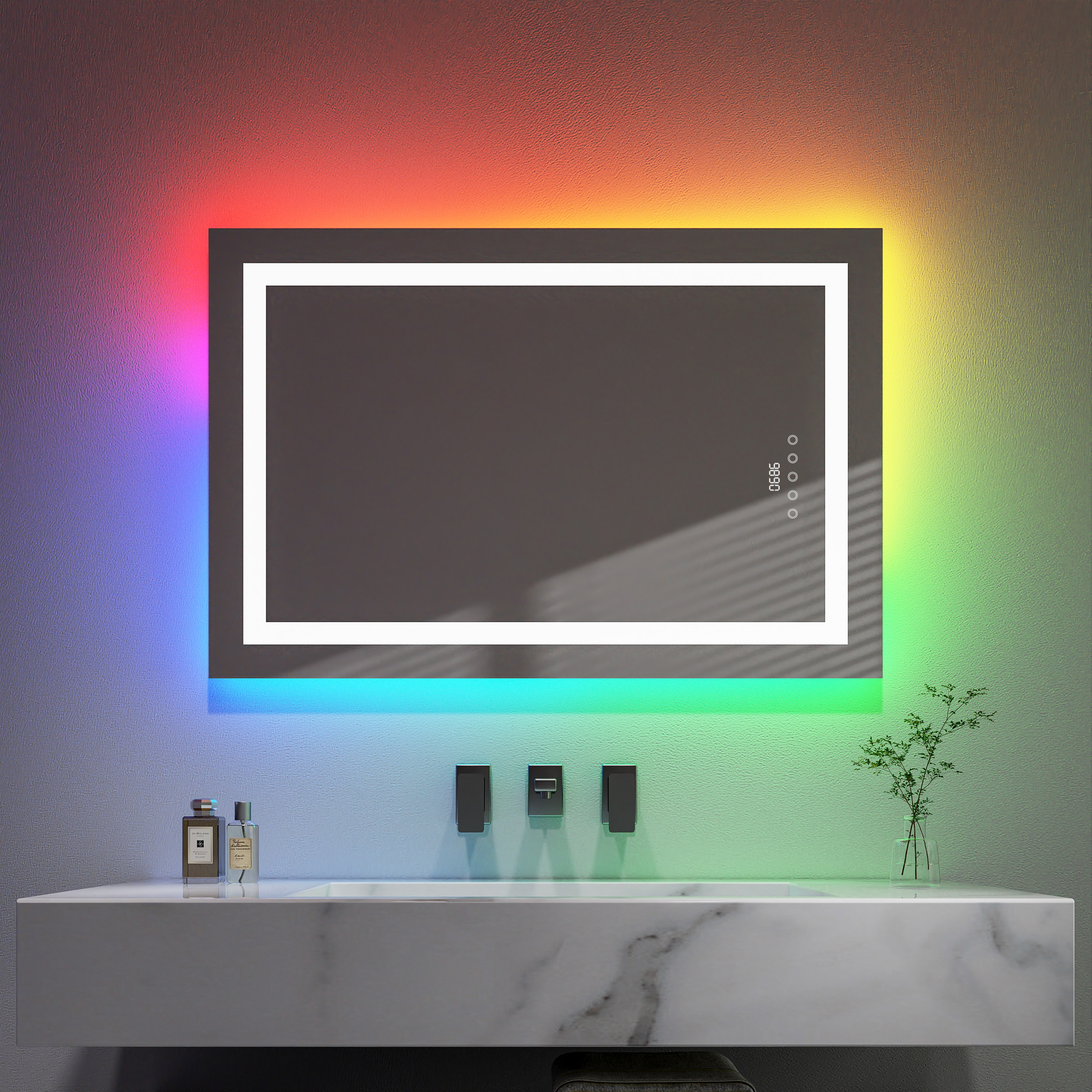 臭氧消毒 + AI 交互双亮点！中山市旺财28浴室镜（臭氧款 / AI钢化镜款）功能介绍及场景应用